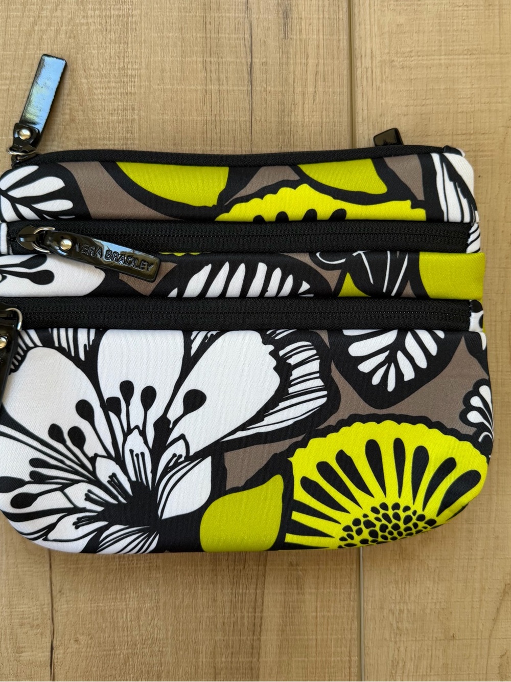 VERA BRADLEY Neoprene Cosmetic Case Organizer in Citron Gray and citrus colors